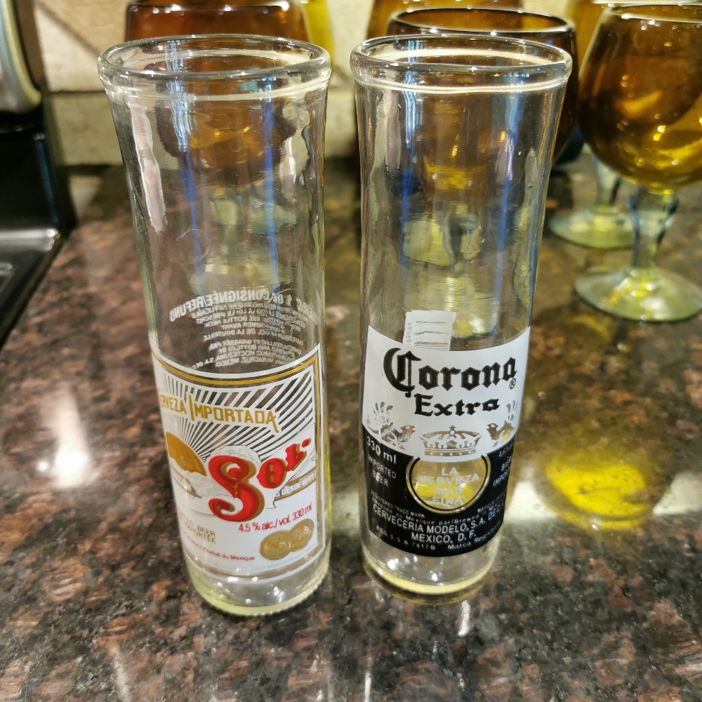 Set of two blown glass corona and sol